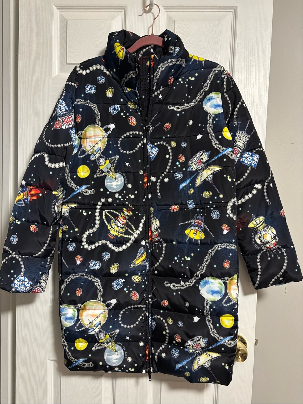 Love Moschino Jewel Galaxy Mid-Length Puffer Coat. Like New!